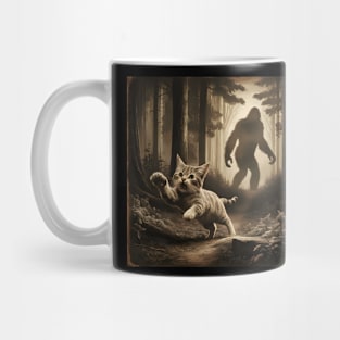 Funny Surprised Scared Cat With Sasquatsch Bigfoot Mug